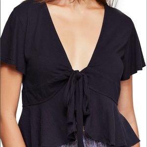 Free People Knot Me Black Tie Top